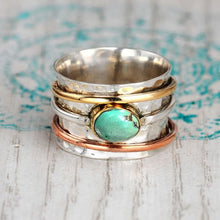  Vintage Turquoise Plated Tri-color Women's Ring