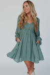 Mist Green Smocked Ruffled Mini Dress