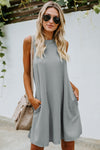 Black Crisscross Cut-out Back Knit Sleeveless Dress | Available in Gray