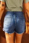 Dark Blue Casual Frayed Hem Denim Shorts | Available in 2 Colors