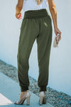 Green Casual Pocketed Elastic Waist Joggers | Available in 4 Colors