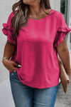 Bright Pink Ruffled Short Sleeve Plus Size Top | Available in 4 Colors