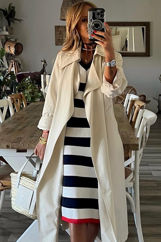 Striped Cap Sleeve Midi Dress