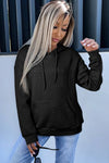 White Lattice Textured Kangaroo Pocket Drawstring Hoodie