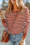 Striped Print Casual Long Sleeve Pullover Top | Available in 2 Colors