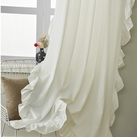 Cotton Pleated and Ruffled Window Curtain Panel