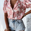 Floral Short Sleeve Chiffon Shirt Women