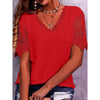 V-Neck Loose Fitting Top with Lace Sleeves