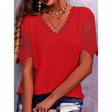  V-Neck Loose Fitting Top with Lace Sleeves