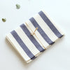 Cotton Striped or Plaid Napkin in Denim and Ivory