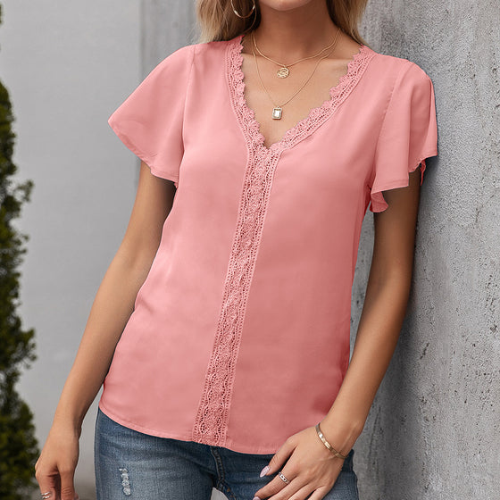 Loose Ruffle Short-sleeved Shirt