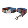 Luxury Orange and Blue Plaid Dog Collar and Leash