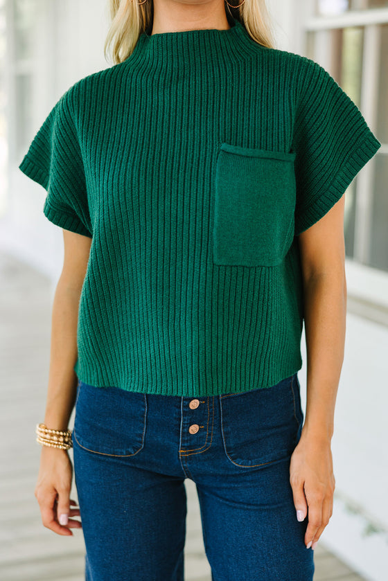 Oatmeal Patch Pocket Ribbed Knit Short Sleeve Sweater | Available in 7 Colors