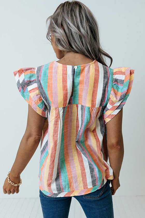 Striped Keyhole Sleeve Blouse | Available in 2 Patterns