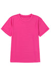 Pink Solid Color Basic Crew Neck Plain Tee | Available in 7 Colors