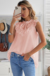 Apricot Frill Detail Tulle Casual Sleeveless Shirt