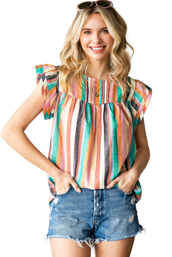 Striped Keyhole Sleeve Blouse | Available in 2 Patterns