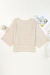 Apricot Solid Color Ribbed Knit 3/4 Sleeve Pullover Sweater | Available in 5 sizes