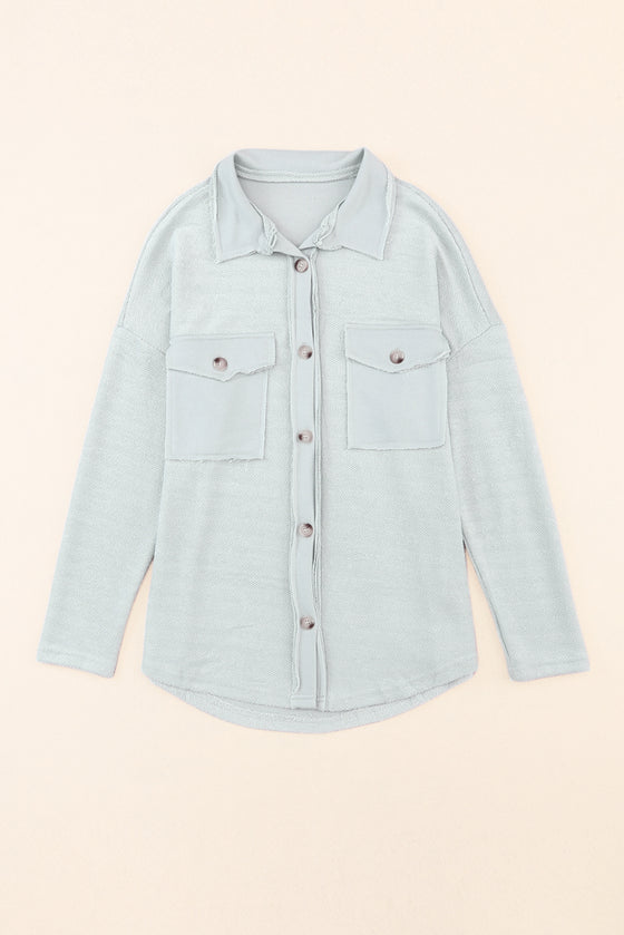 Grey Textured Button Up Shirt Shacket with Pockets | Available in 4 Colors