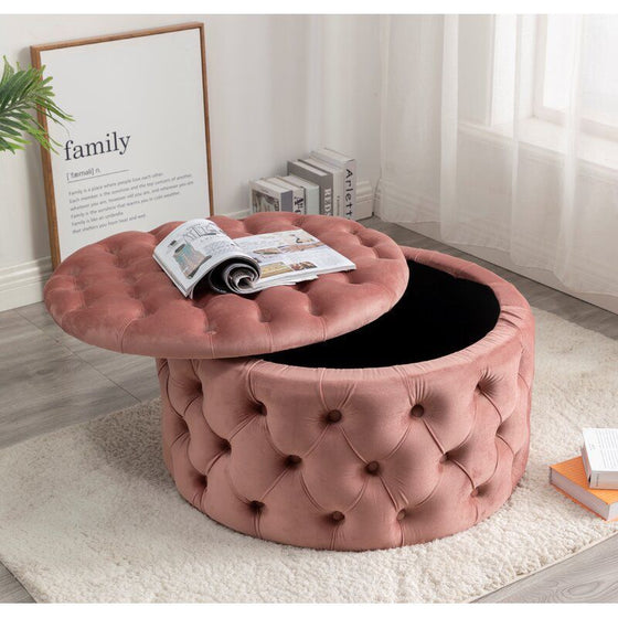 Tufted Velvet Storage Ottoman