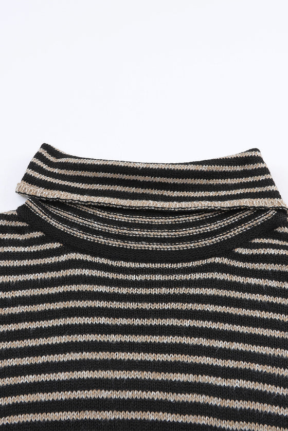 Gray Striped Turtleneck Oversized Sweater | Available in 4 Colors