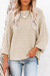 Apricot Solid Color Ribbed Knit 3/4 Sleeve Pullover Sweater | Available in 5 sizes