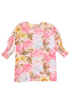 Pink 3/4 Sleeve Loose Fit Floral Blouse