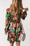 Abstract Print Waist Belted Long Sleeve Dress | Other Colors Available