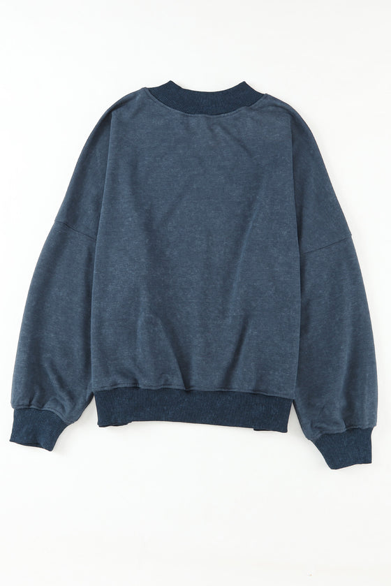 Red Drop Shoulder Crewneck Washed Pullover Sweatshirt