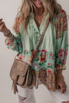 Green Floral Patchwork Blouse