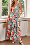 Green Floral Sleeveless Maxi Dress