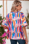 Multicolor Watercolor Abstract Design Blouse