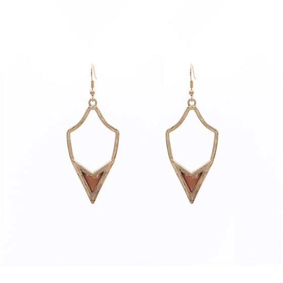 Geometric Stone Pendant Earrings in Gold Plating