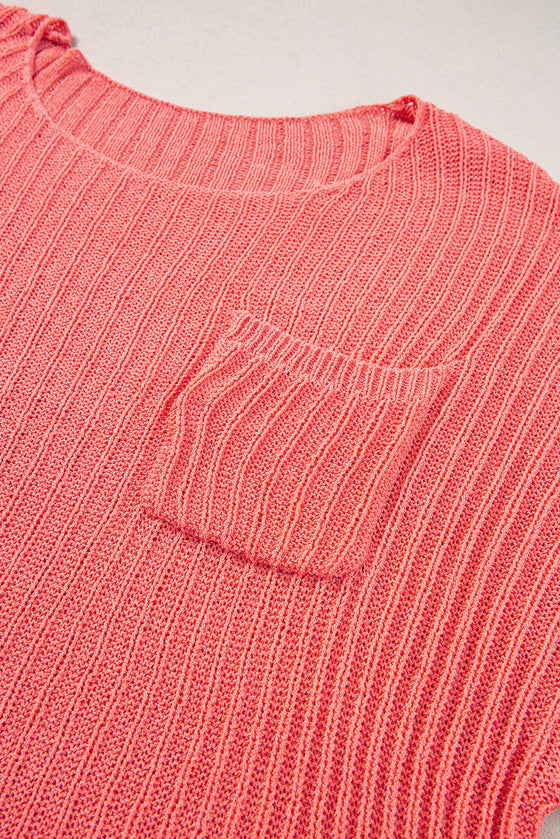 Salmon Colored Baggy Knit Top