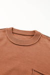 Apricot Raw Edge Pocket Exposed Seam Knitted Sweater