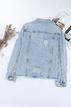 Black Casual Distressed Raw Hem Buttons Denim Jacket | Available in 3 Colors