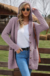 Pink Fuzzy Popcorn Pocket Long Sleeve Knit Cardigan