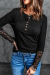 Beige Ribbed Lace Crochet Long Sleeve Shirt | Also Available in Black