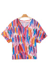 Multicolor Watercolor Abstract Design Blouse