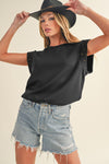 Black Rivet Round Neck T Shirt