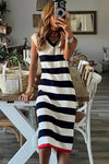 Striped Cap Sleeve Midi Dress