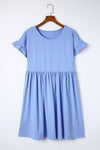 Sky Blue Pleated Dress