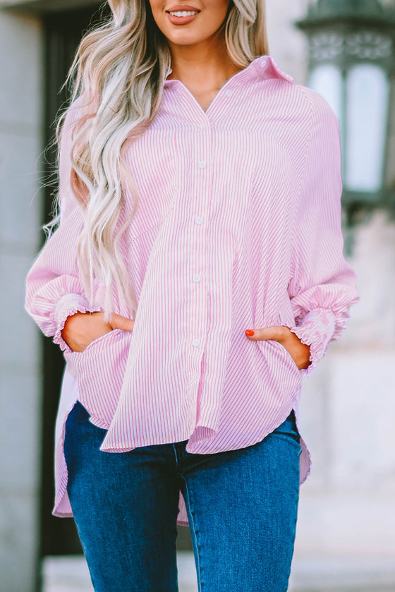 Light Blue Striped Button-up Shirt | Available in 3 Colors