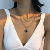 Simple Double Gold Chain and Pendant Necklace