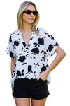 Floral Printed V Neck Short Sleeve Blouse | Available in 3 Colors