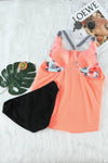 Orange Tropical Printed Splicing Racerback Tankini Swimsuit