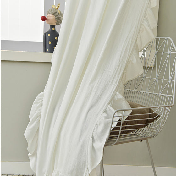 Cotton Pleated and Ruffled Window Curtain Panel