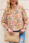 Multicolor Floral Print Smocked Cuffs Long Sleeve Blouse | Available in 2 Patterns