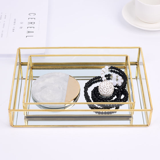 Storage Exquisite Glass Jewelry Tray For Earrings Necklace Ring Pendant Bracelet Makeup Display Stand