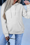 White Lattice Textured Kangaroo Pocket Drawstring Hoodie